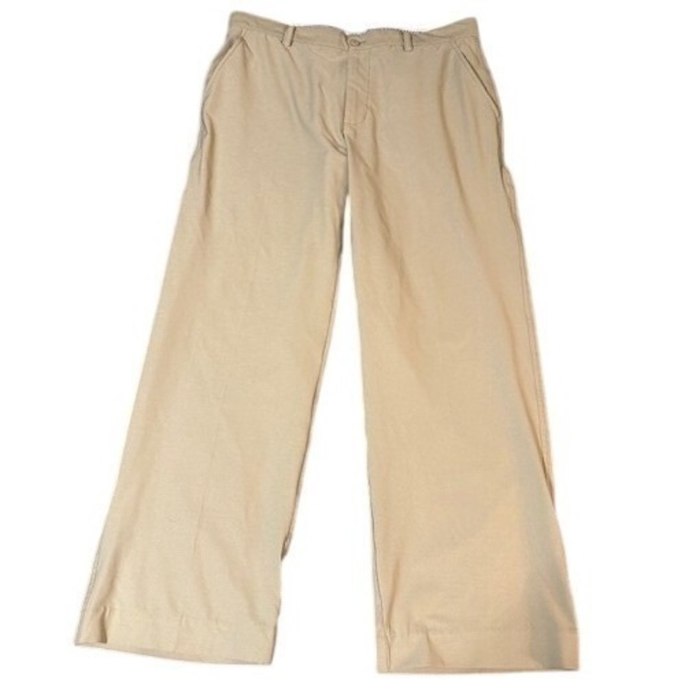 FootJoy FJ Mens Performance Golf Pants Khaki Tan Stretch W35 L30 Flat Front